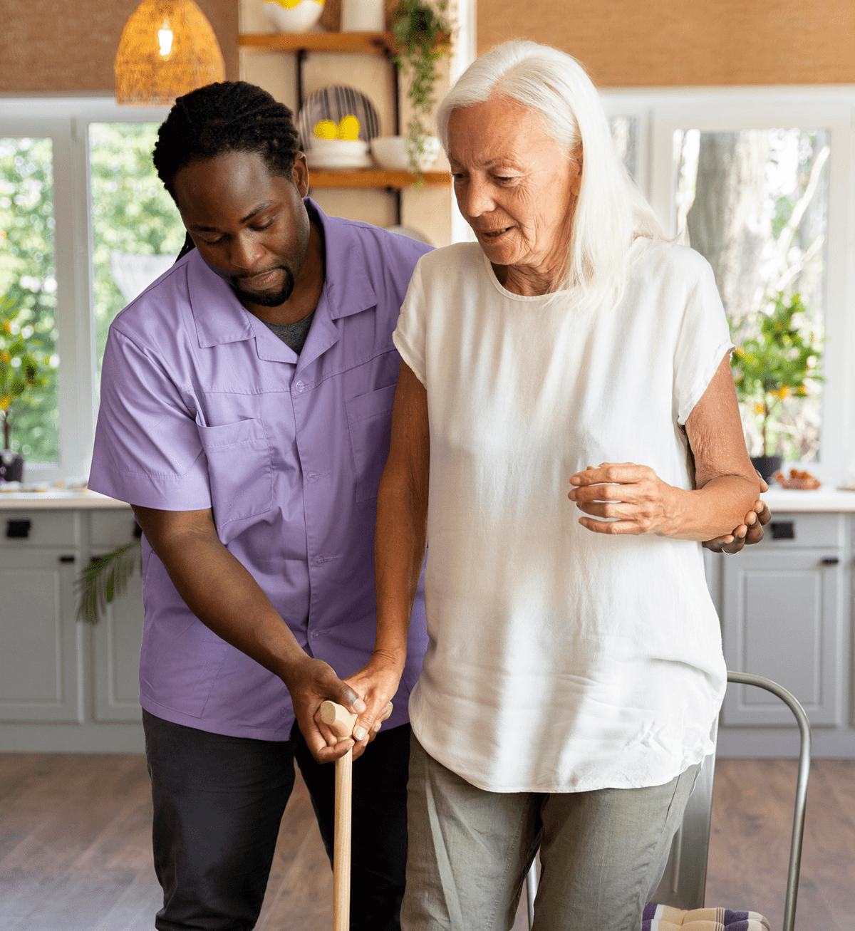 Caregiver assisting a senior at home